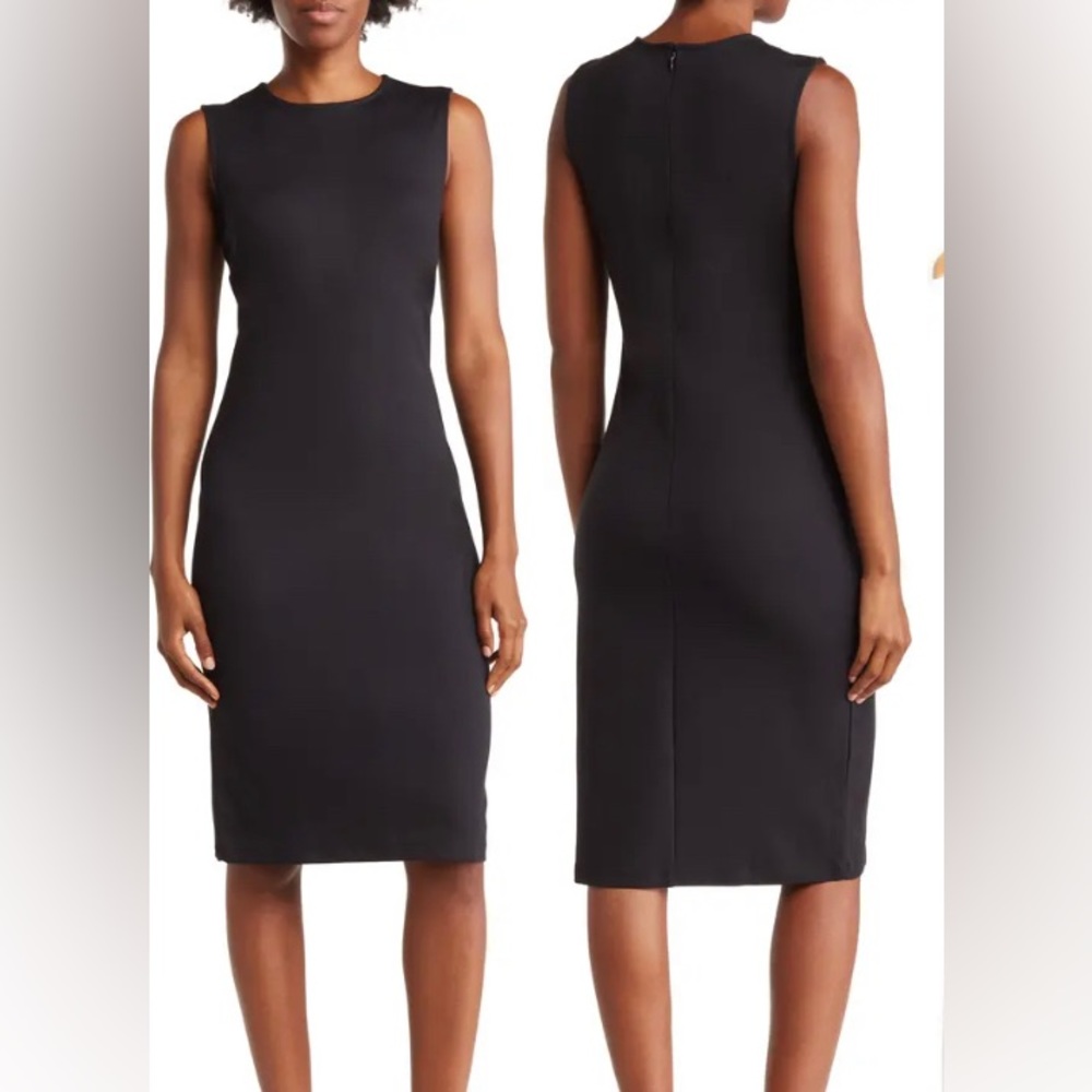 Black, knee length sheath dress from YL by YAIR.
